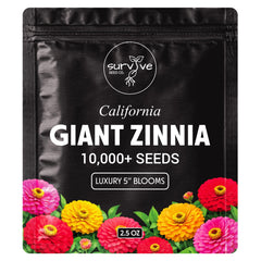 Survive Seed Co. Zinnia Seeds California Giants package front view