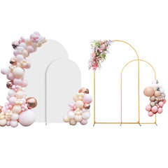 SuuWoee Wedding Arch Backdrop Stand Set of 2, 7.2FT + 6FT, white cover