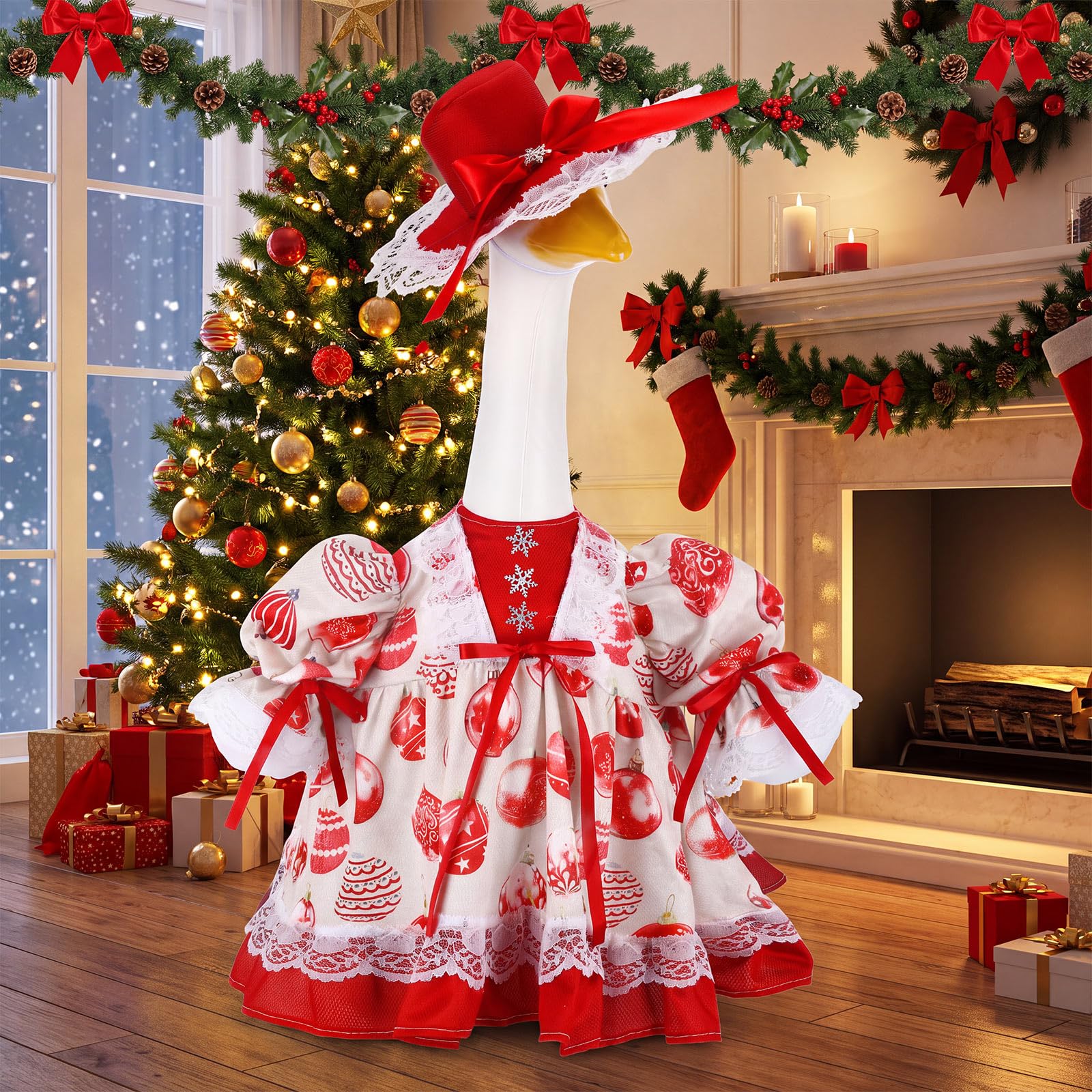 Suzile Christmas Ball Goose Costume set with hat and skirt in multicolor
