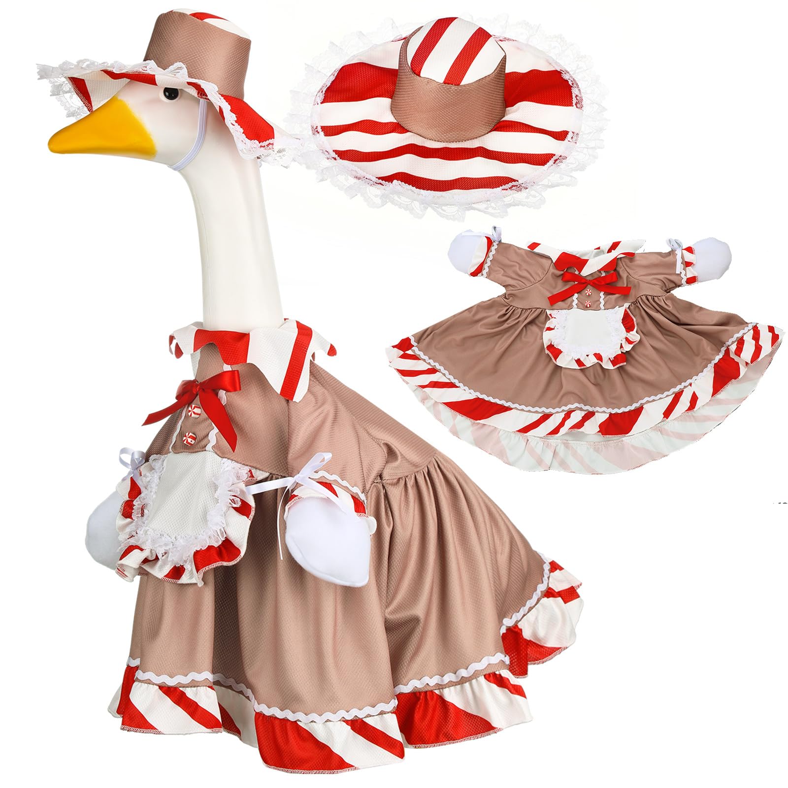 Suzile Christmas Goose Outfit featuring red and white candy stripes