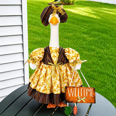 Suzile Fall Goose Outfit Set with WELCOME sign and autumn decorations