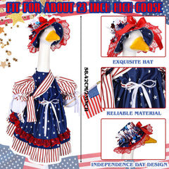Suzile goose costume featuring red, white, and blue design with American flag