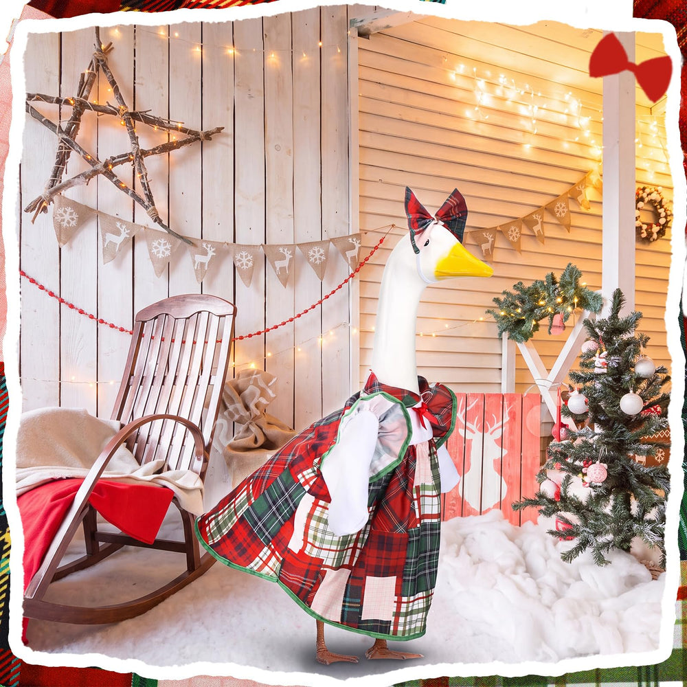 Suzile Goose Outfit displayed outdoors with festive decorations