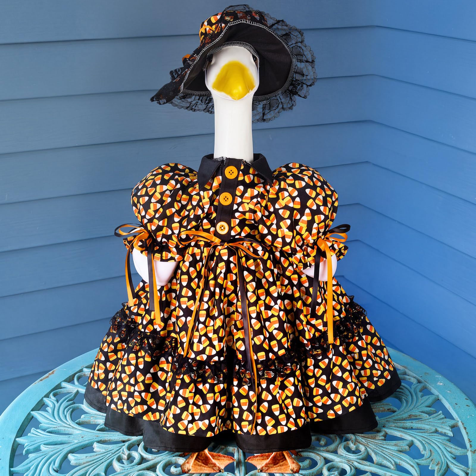 Suzile Halloween Corn Goose Outfit front view with vibrant colours