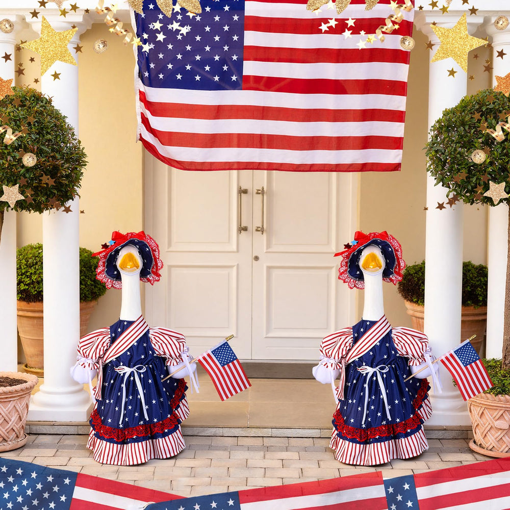 Suzile patriotic goose costume set including dress, hat, and flag