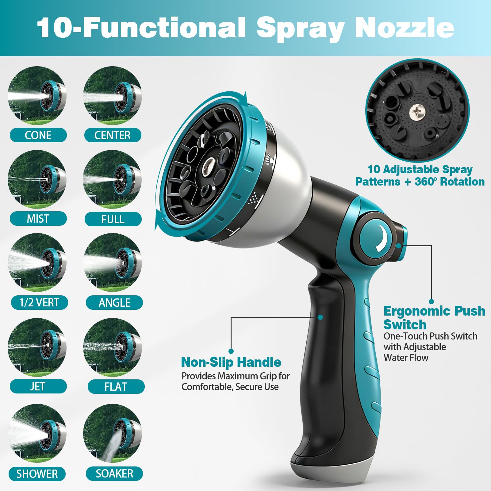 Svansea 100FT Garden Hose flat design showing flexibility