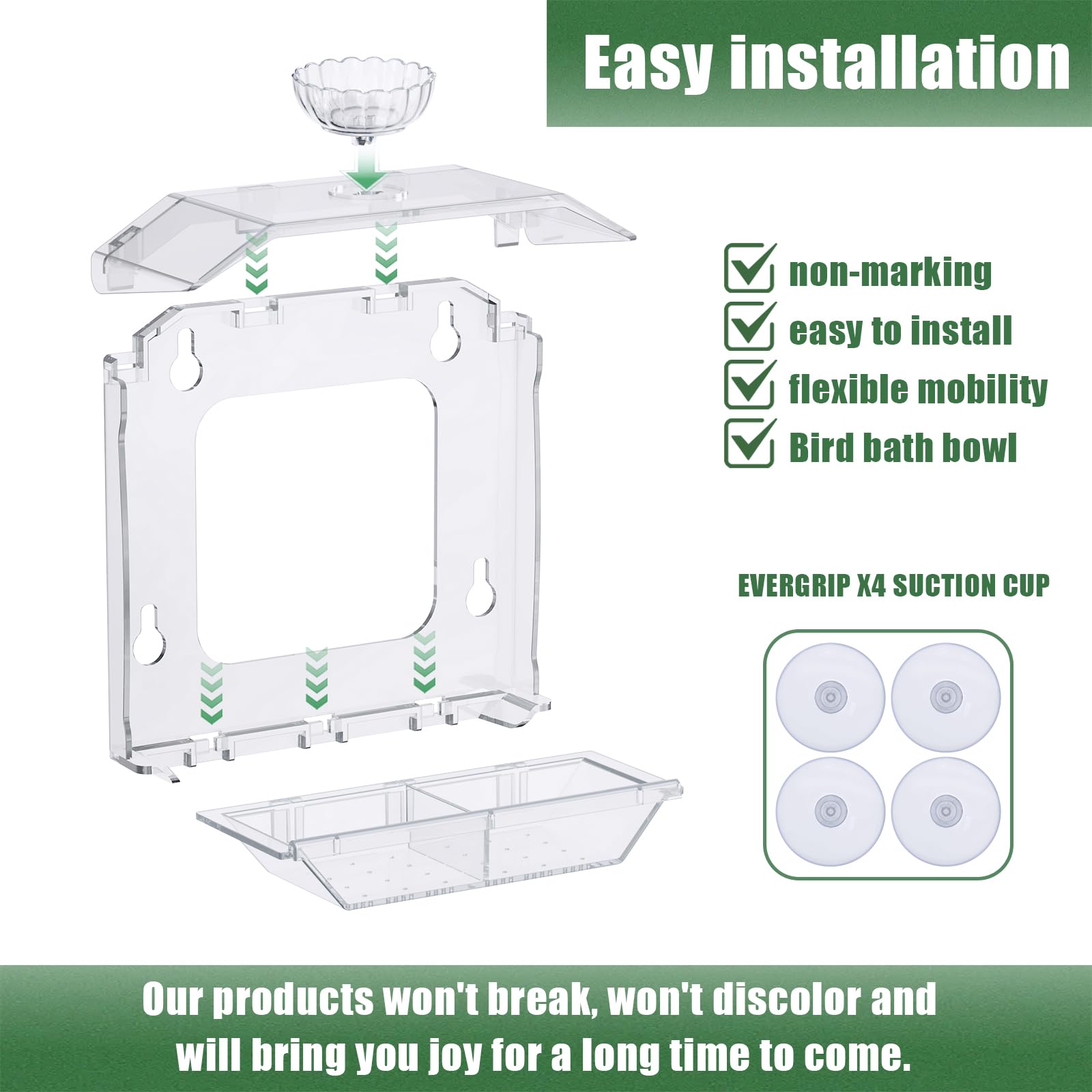 SVEDVK Clear Window Bird Feeder close-up of suction cups