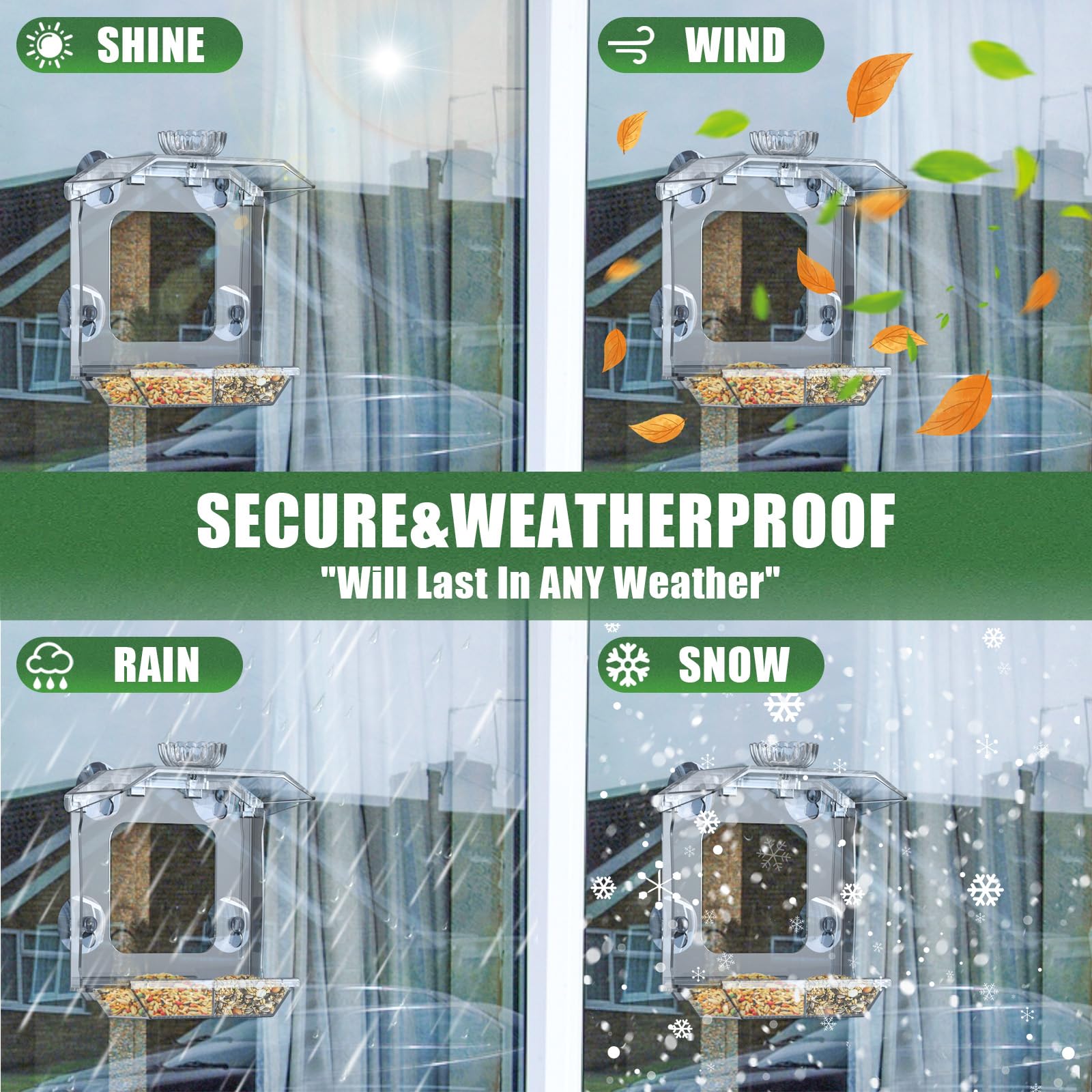 SVEDVK Clear Window Bird Feeder packaging and manual