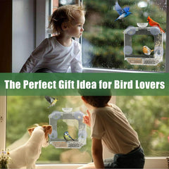 SVEDVK Clear Window Bird Feeder side view with suction cups