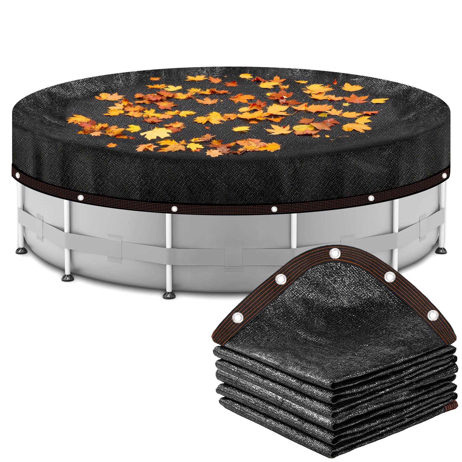 Svepndic 21ft Round Leaf Net Pool Cover, black, front view