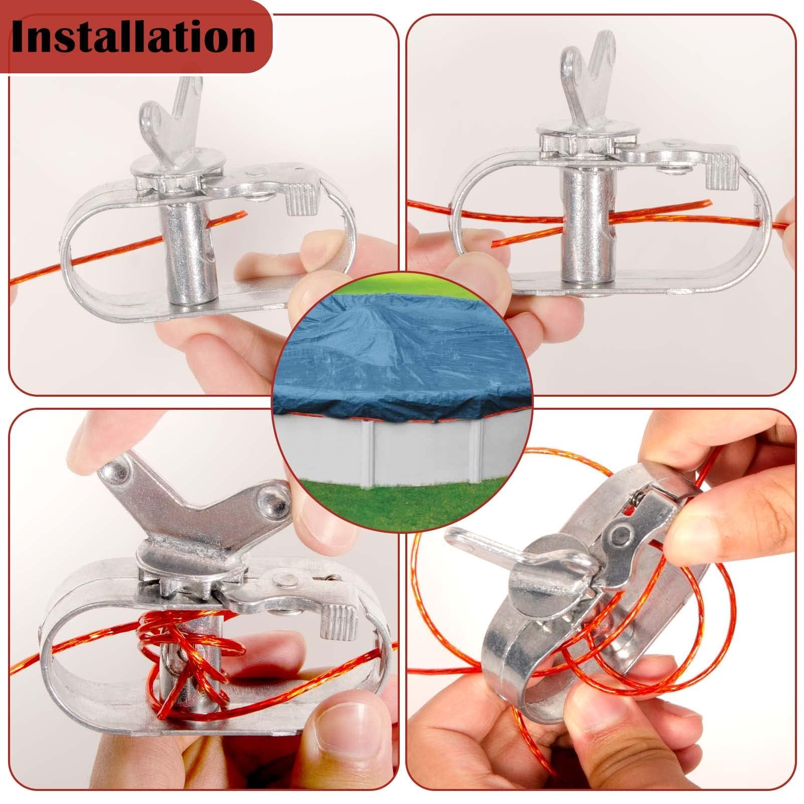 Svepndic ratchet winch securing pool cover