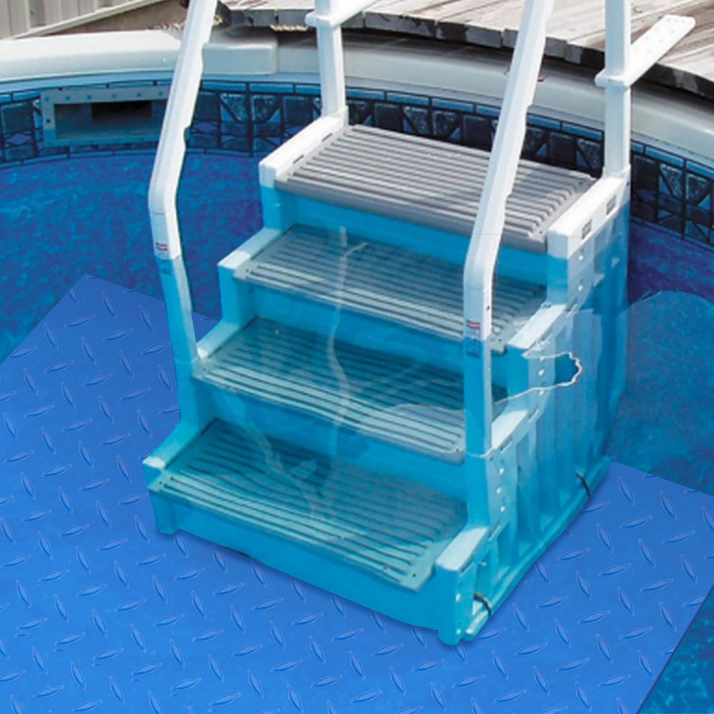 Svepndic Swimming Pool Ladder Mat under ladder showing protection