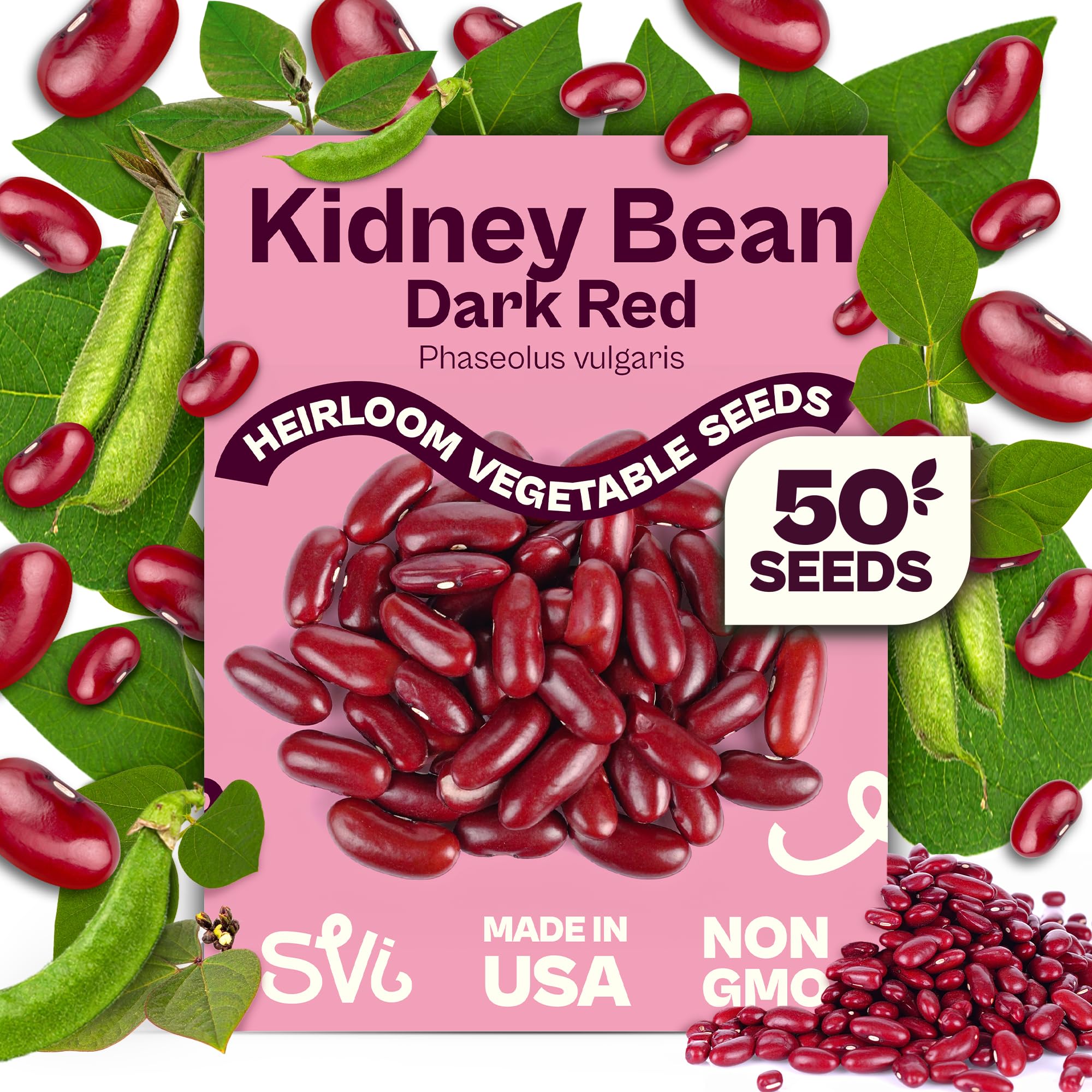 SVI 50 Dark Red Kidney Beans Seeds package front view