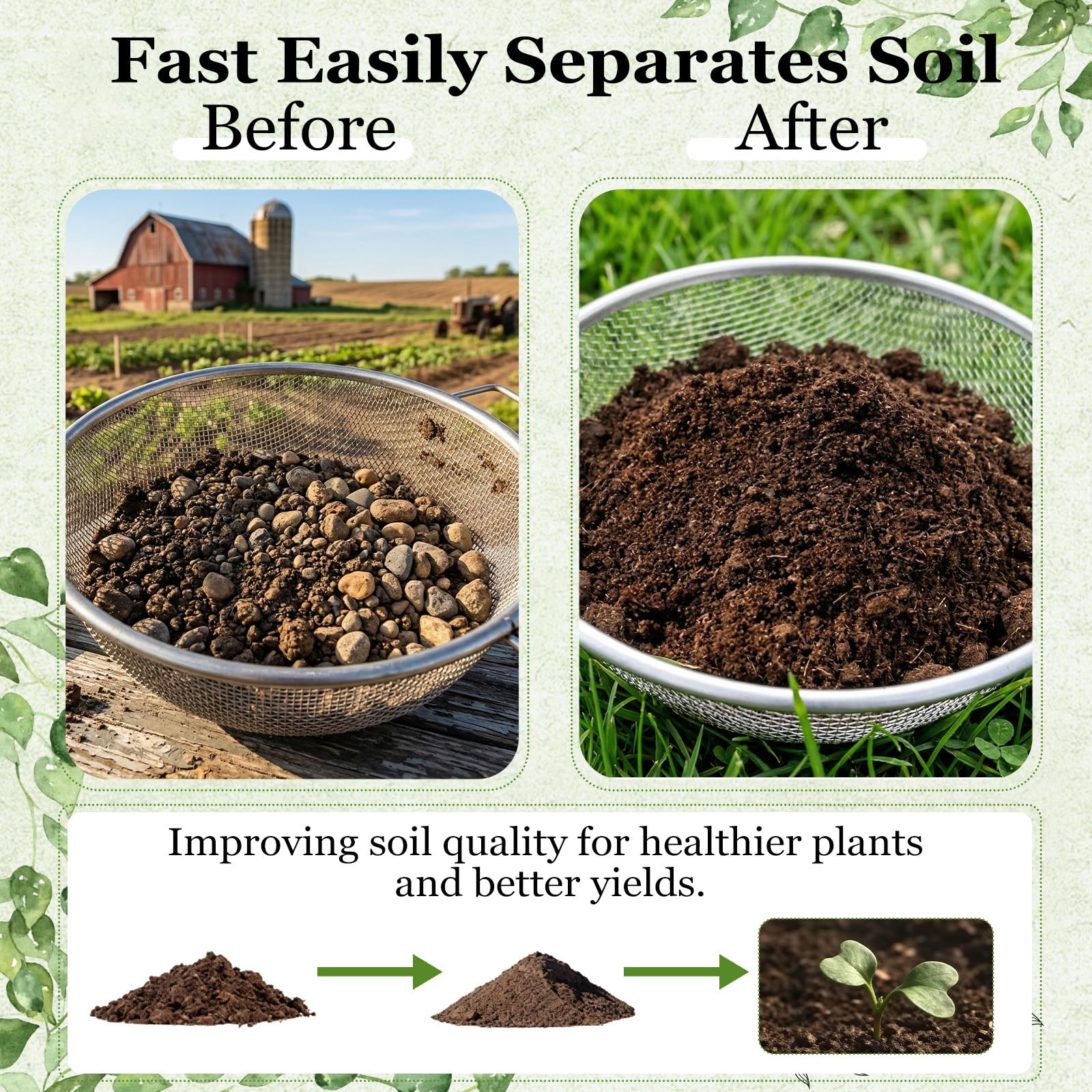Svincolare soil sifter ergonomic handle detail