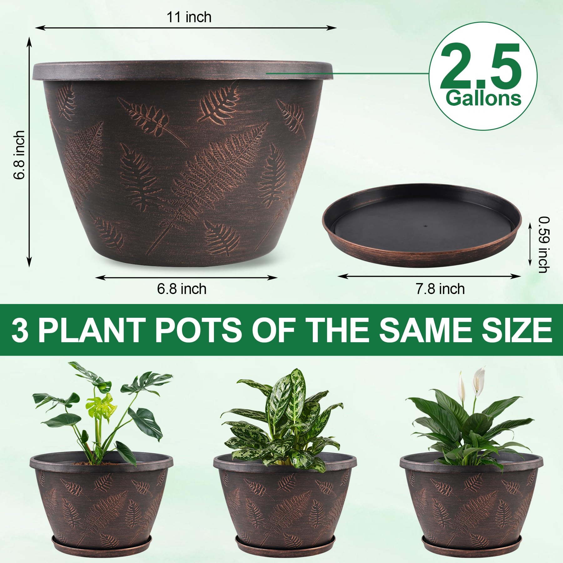 Svxtoby 11-inch plant pot with tray, top view