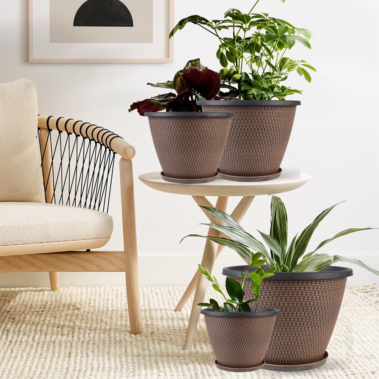 Svxtoby 4 pack plant pots, showing size and design