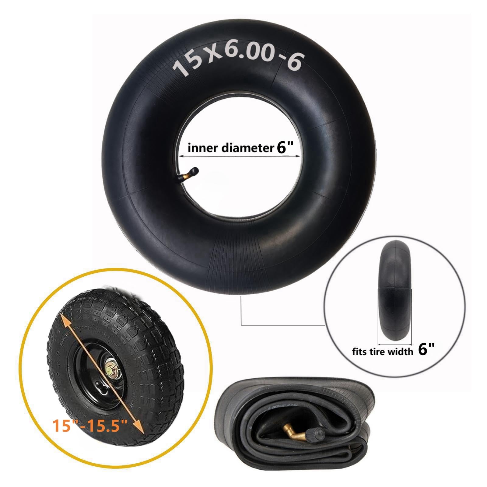 Swagnaz 15x6.00-6 inner tube with TR-87 valve close-up