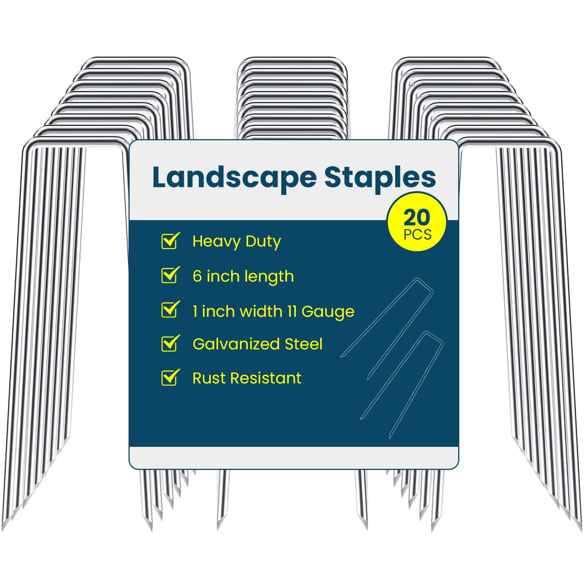 Sweecomb 6 Inch Landscape Staple front view showing sharp edges