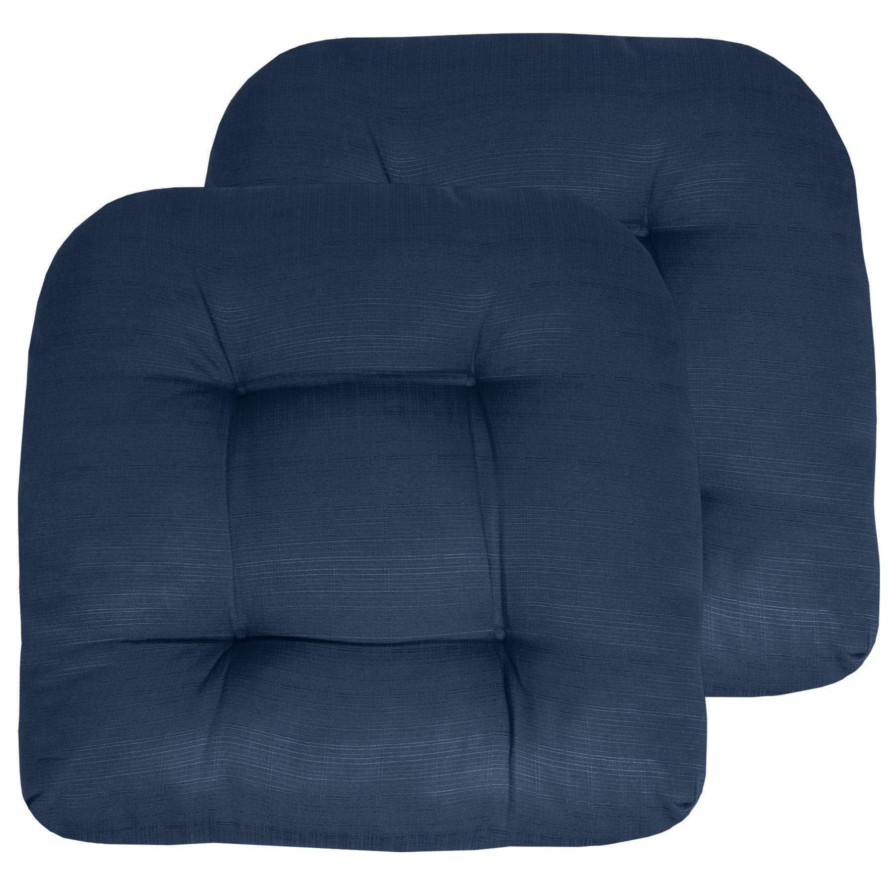 Sweet Home Collection Patio Chair Cushions in Navy Blue, front view