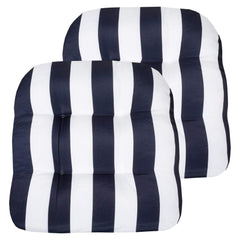 Sweet Home Collection Patio Chair Pad in Havana Navy/White front view