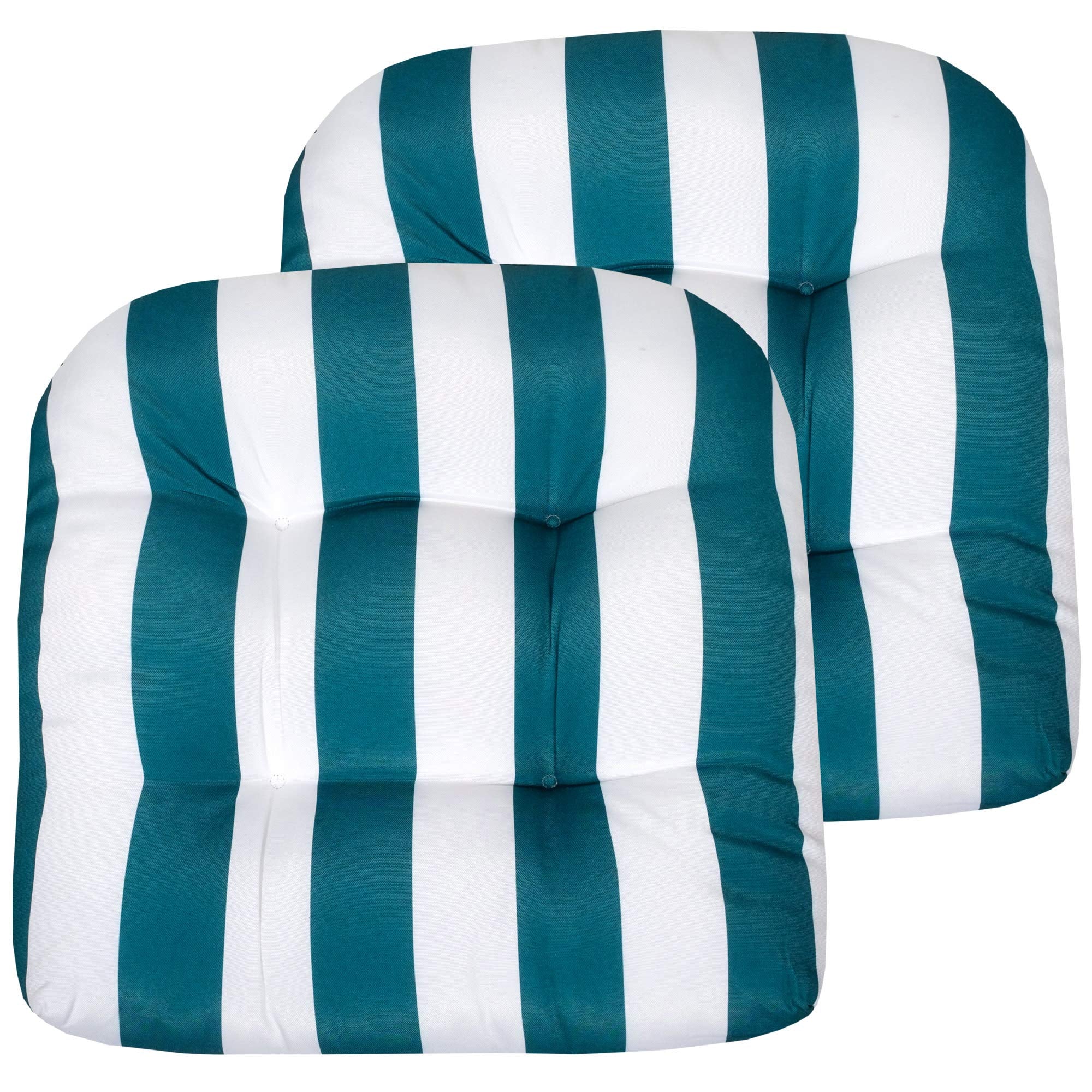 Sweet Home Collection Patio Chair Pad in Havana Peacock/White, front view