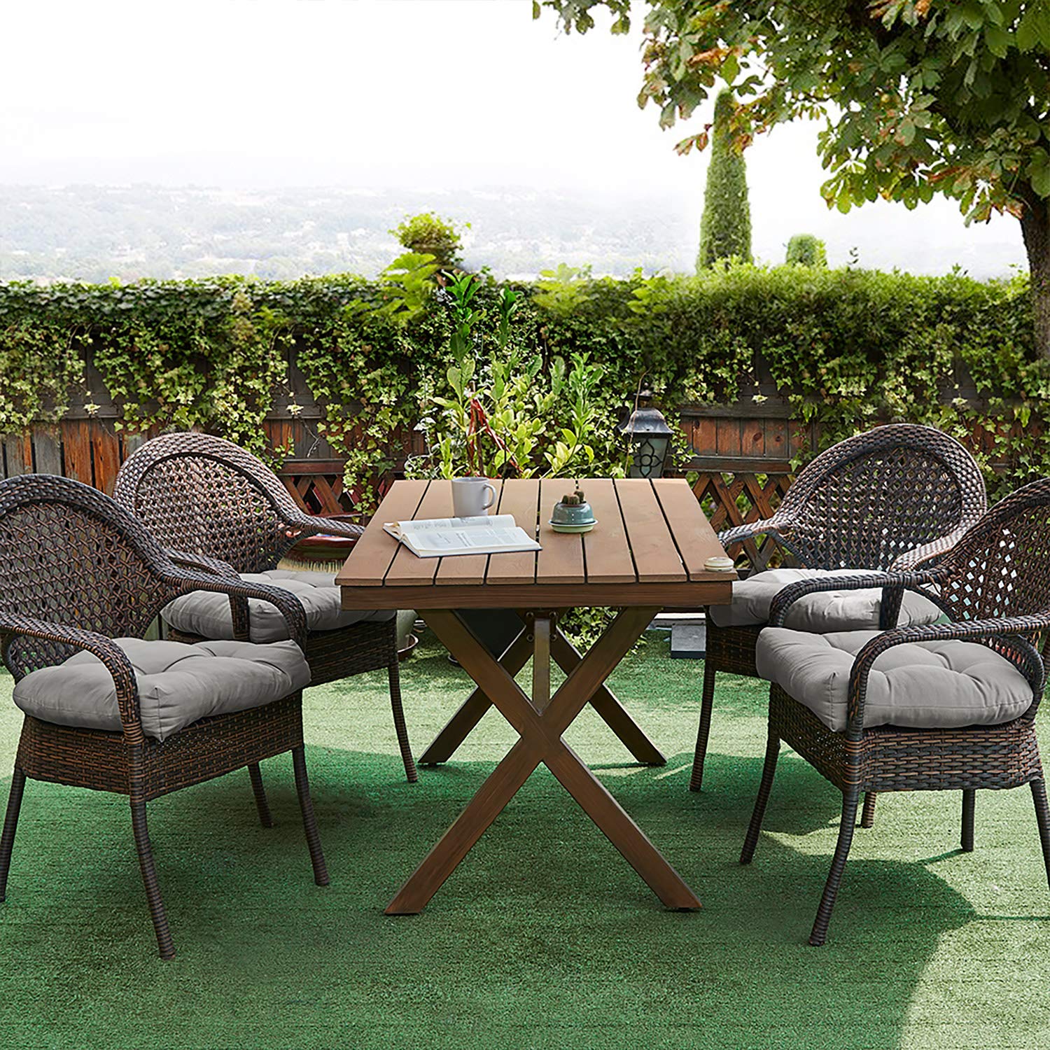 Sweet Home Collection Patio Chair Pads - Close-up of the tufted design
