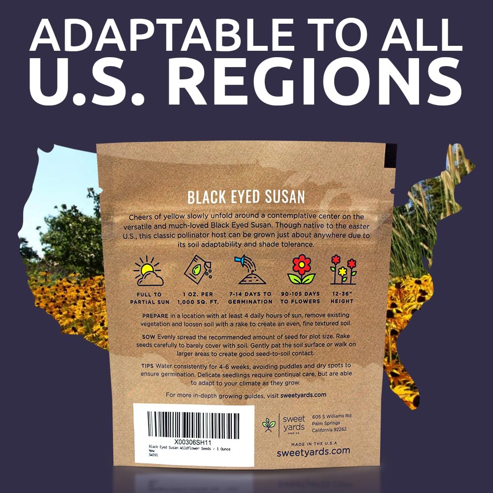 SWEET YARDS Black Eyed Susan seeds with reusable zipper