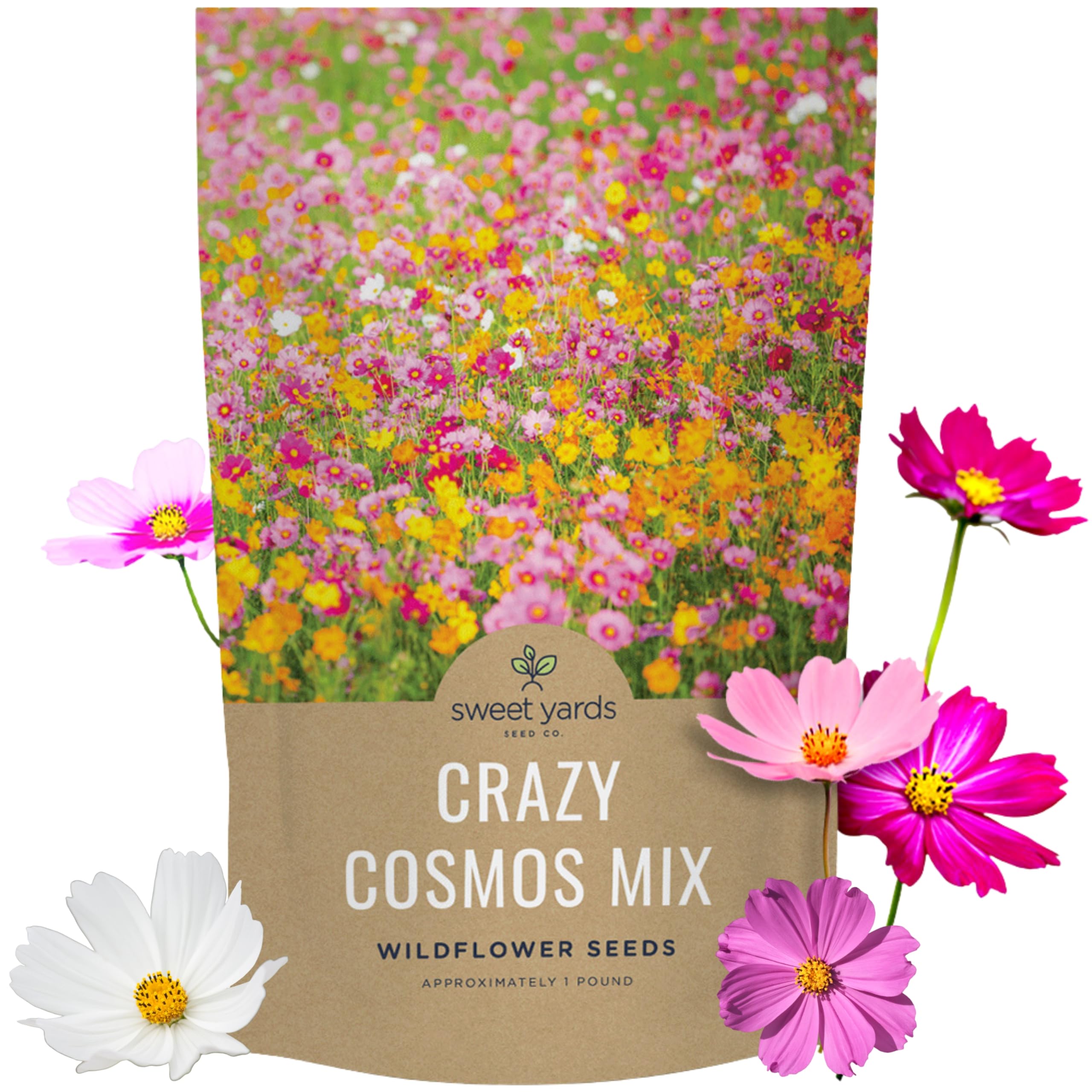 SWEET YARDS Bulk Cosmos Seeds Wildflower Mixture 1 Pound Bag