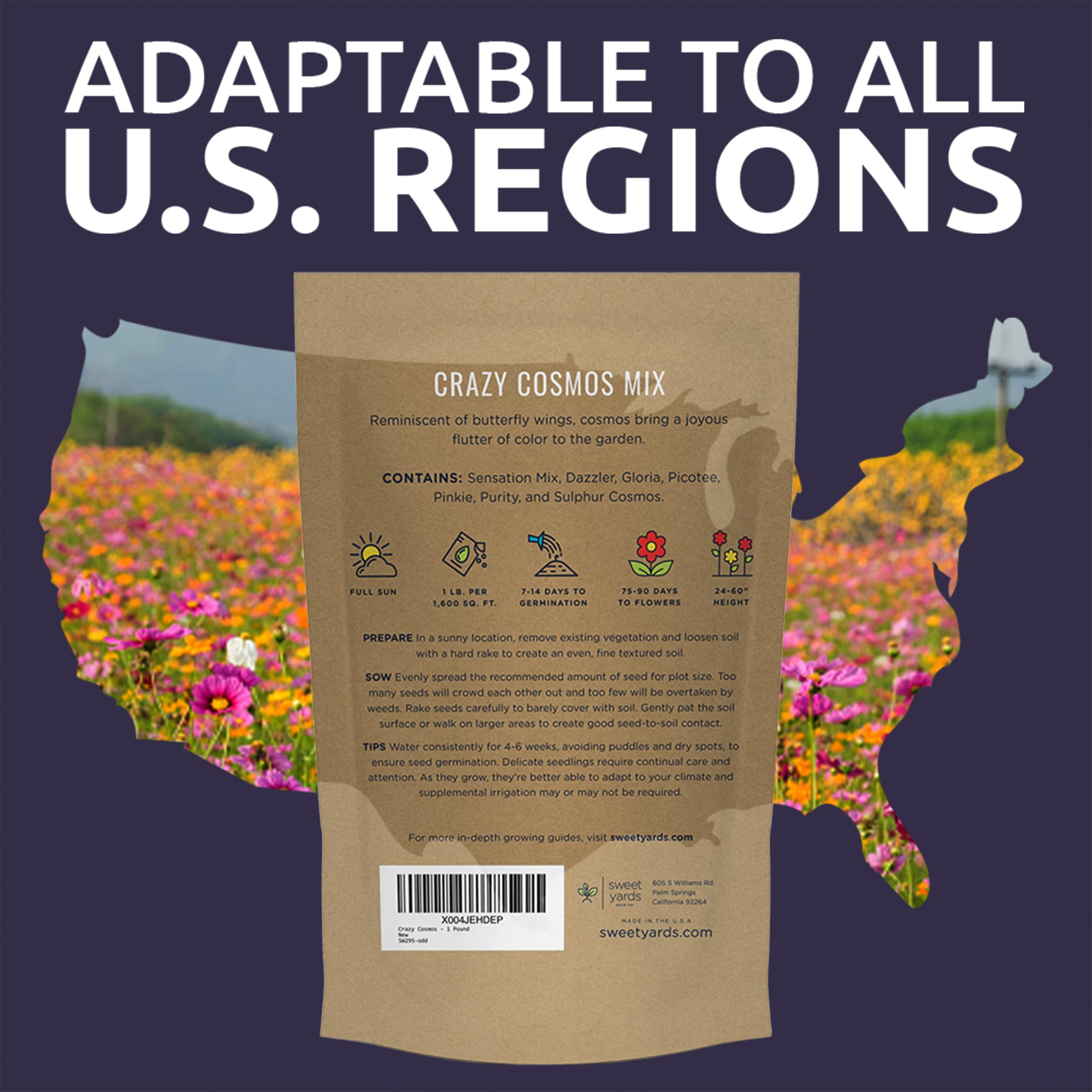 SWEET YARDS Bulk Cosmos Seeds with reusable zipper