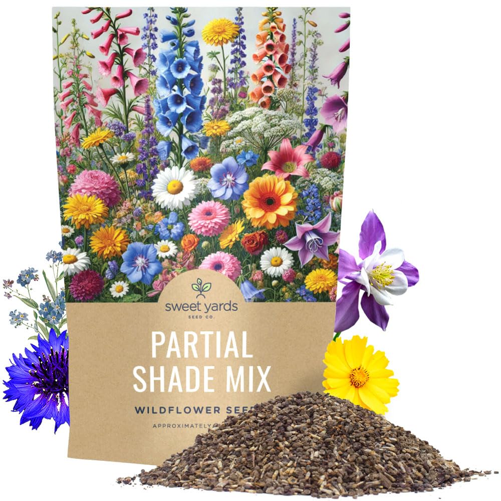 SWEET YARDS Bulk Wildflower Seeds Partial Shade Mix bag front view