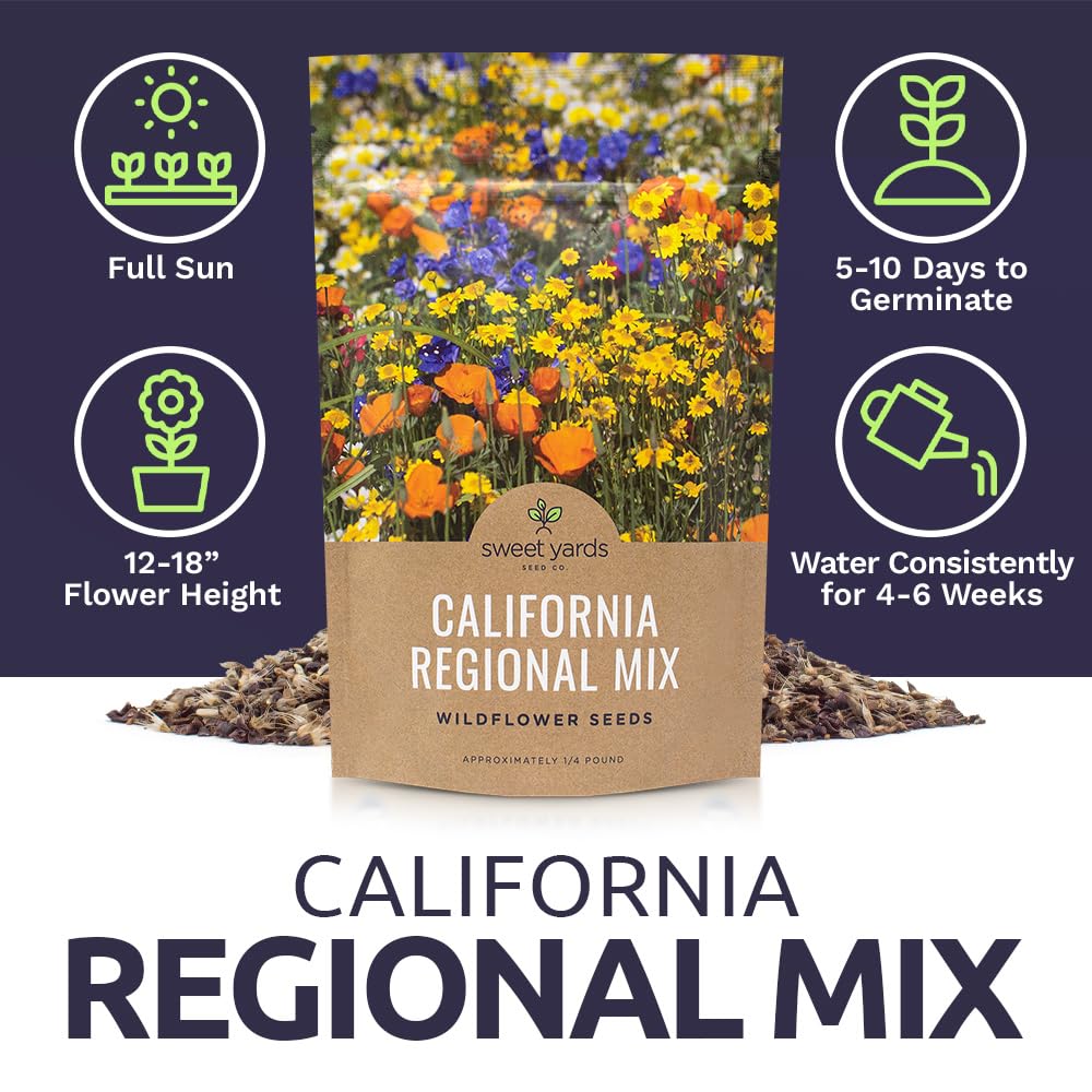 SWEET YARDS California Wildflower seeds in a garden setting