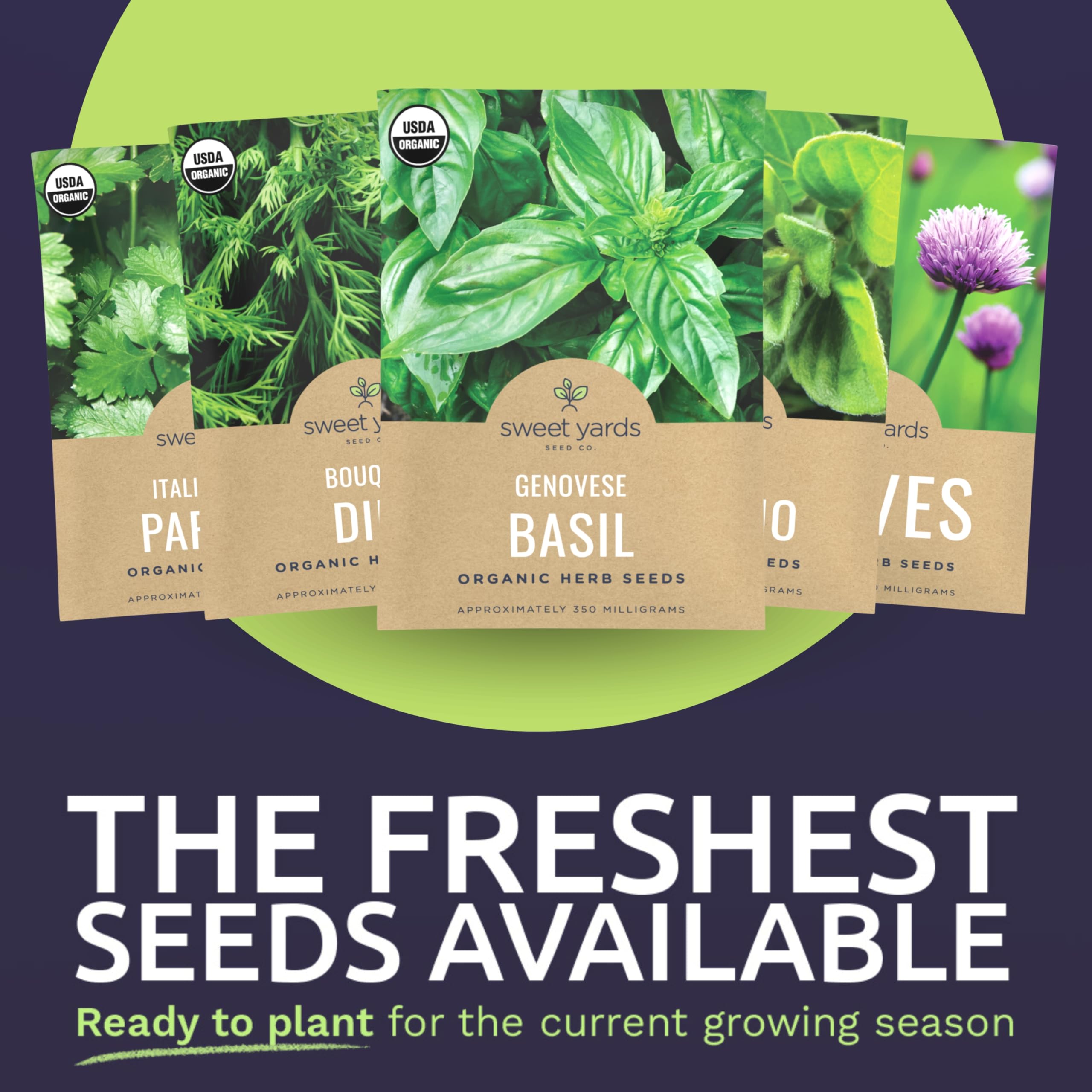 SWEET YARDS herb seeds pack with planting instructions