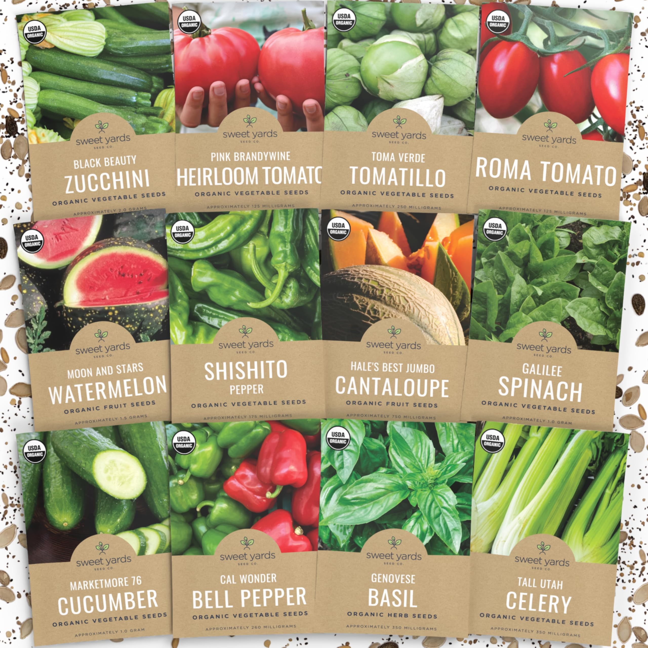SWEET YARDS Organic Summer Seeds Variety Pack front view