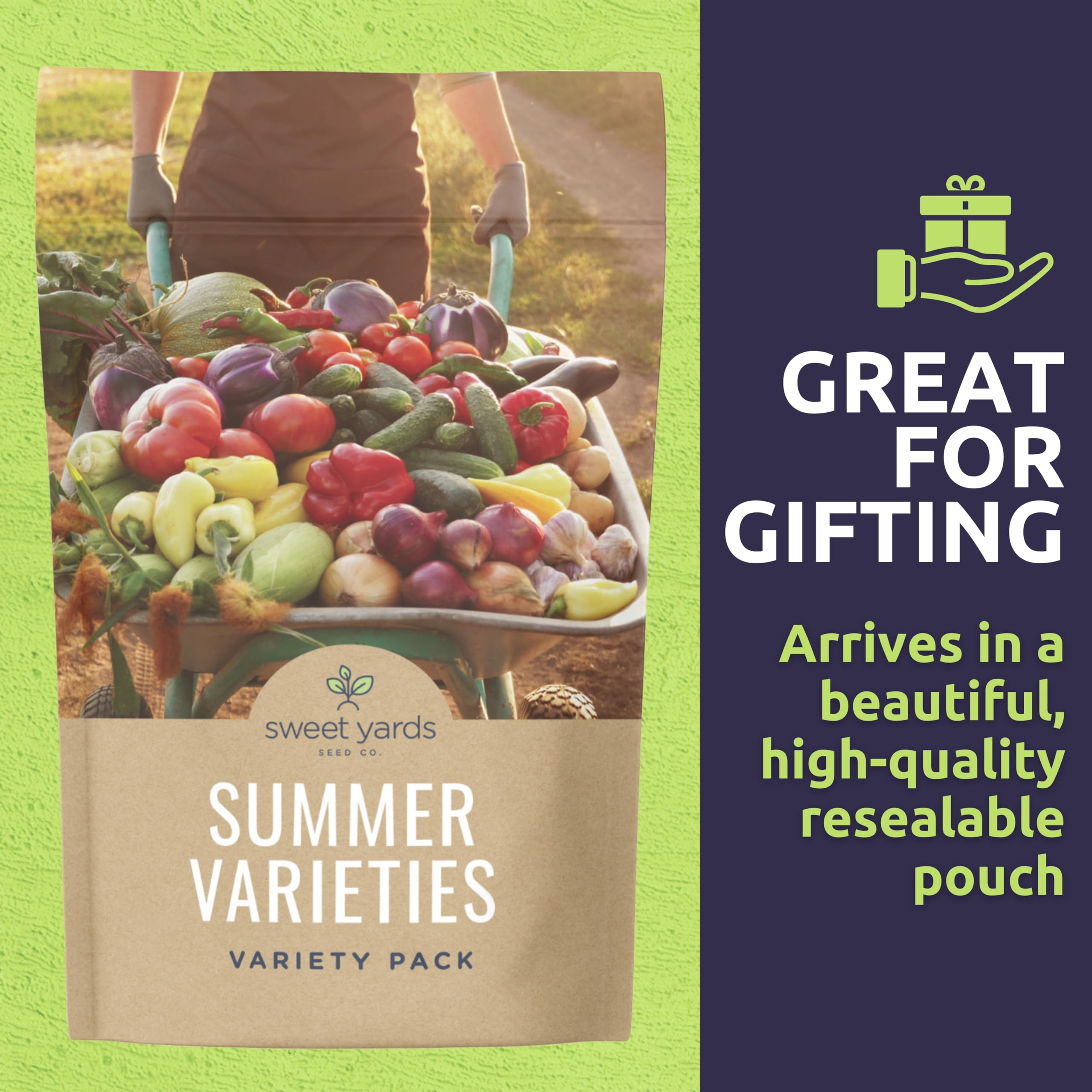 SWEET YARDS Organic Summer Seeds Variety Pack packaging