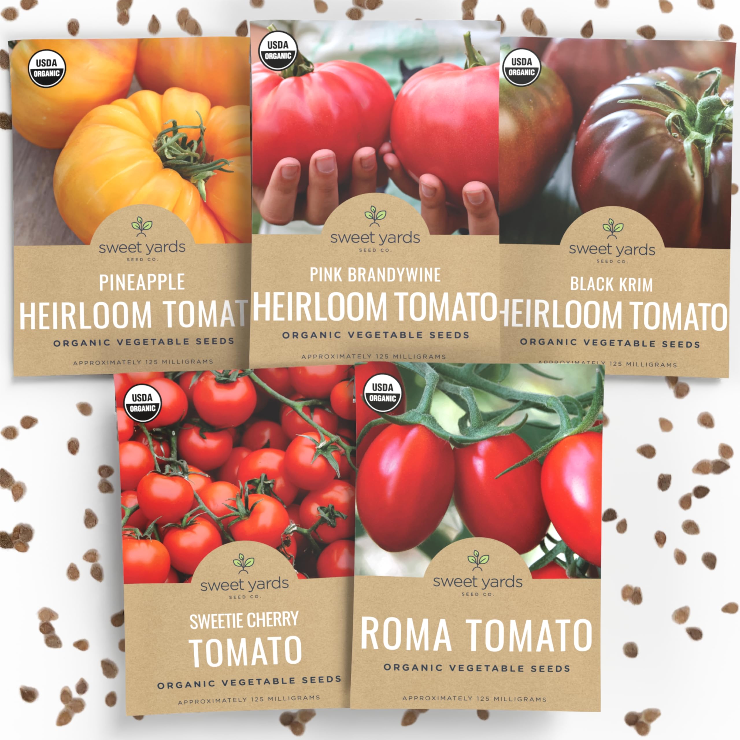 SWEET YARDS Organic Tomato Seeds Variety Pack front view