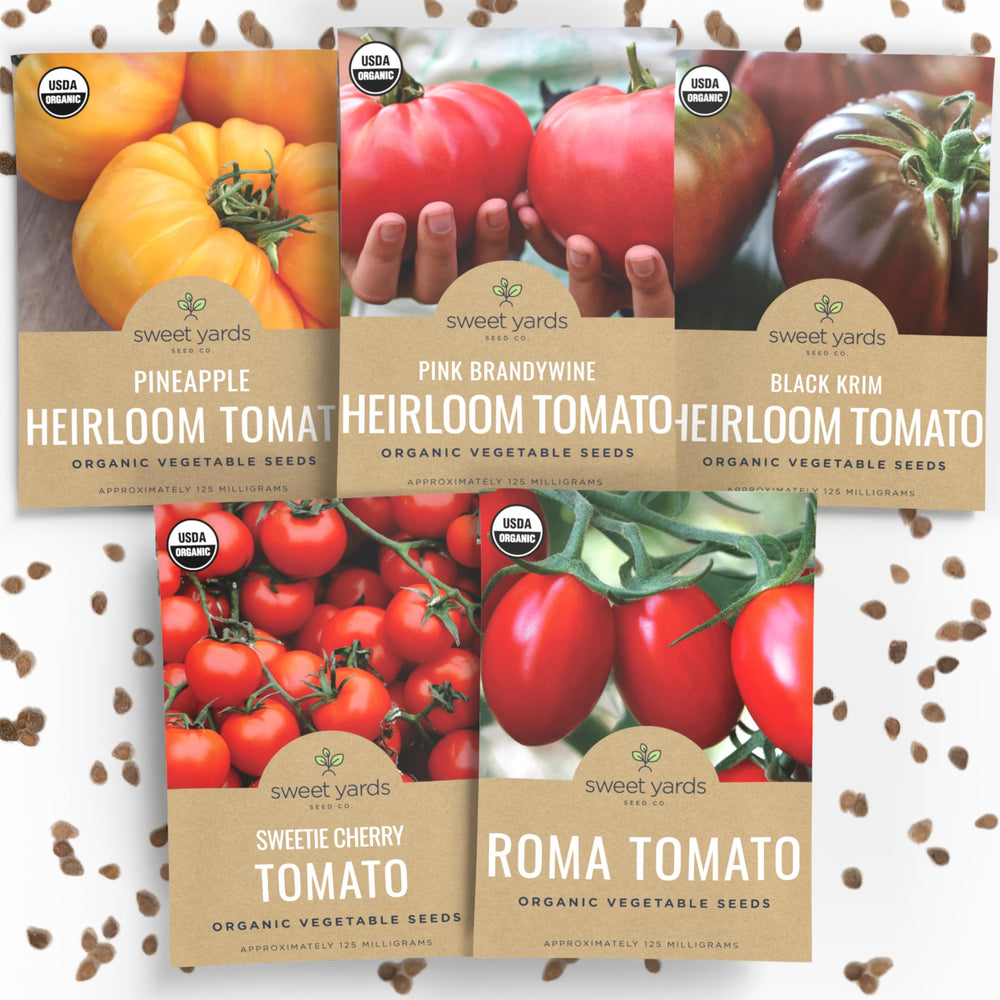 SWEET YARDS Organic Tomato Seeds Variety Pack front view