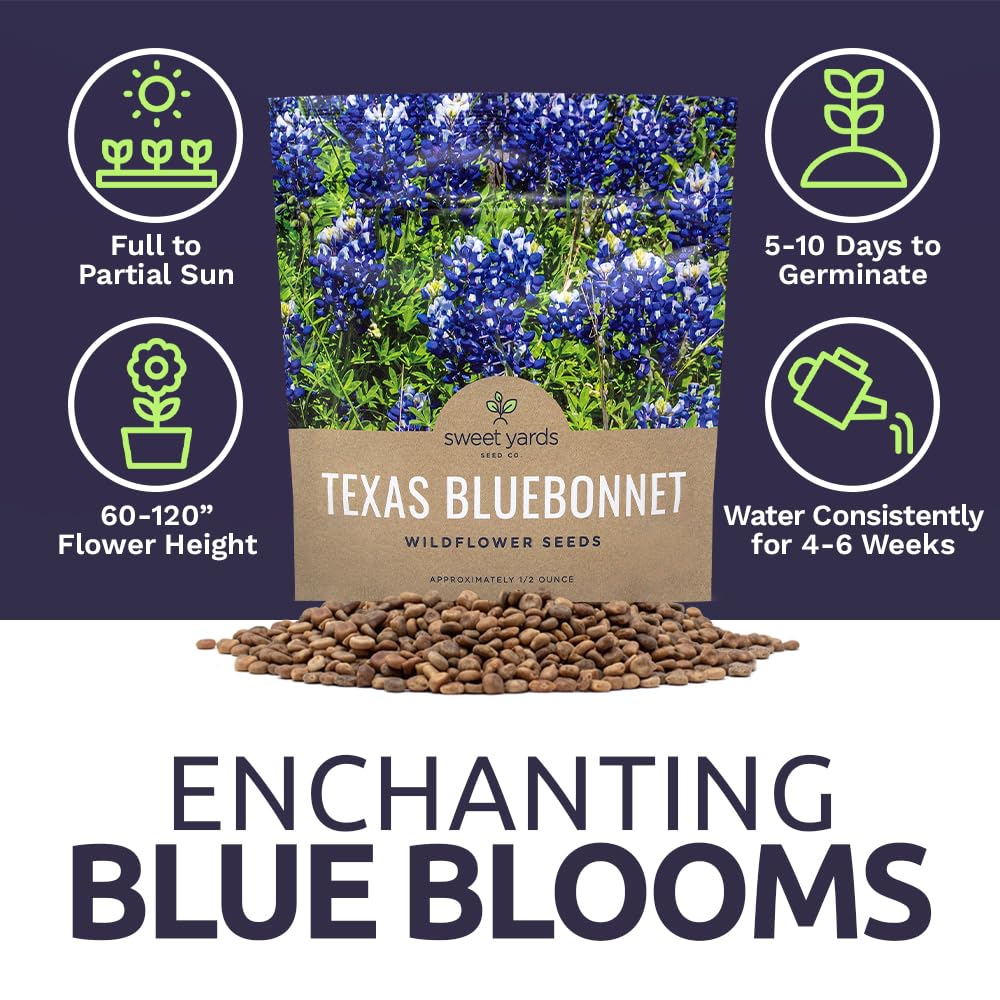SWEET YARDS Texas Bluebonnet seeds resealable packaging