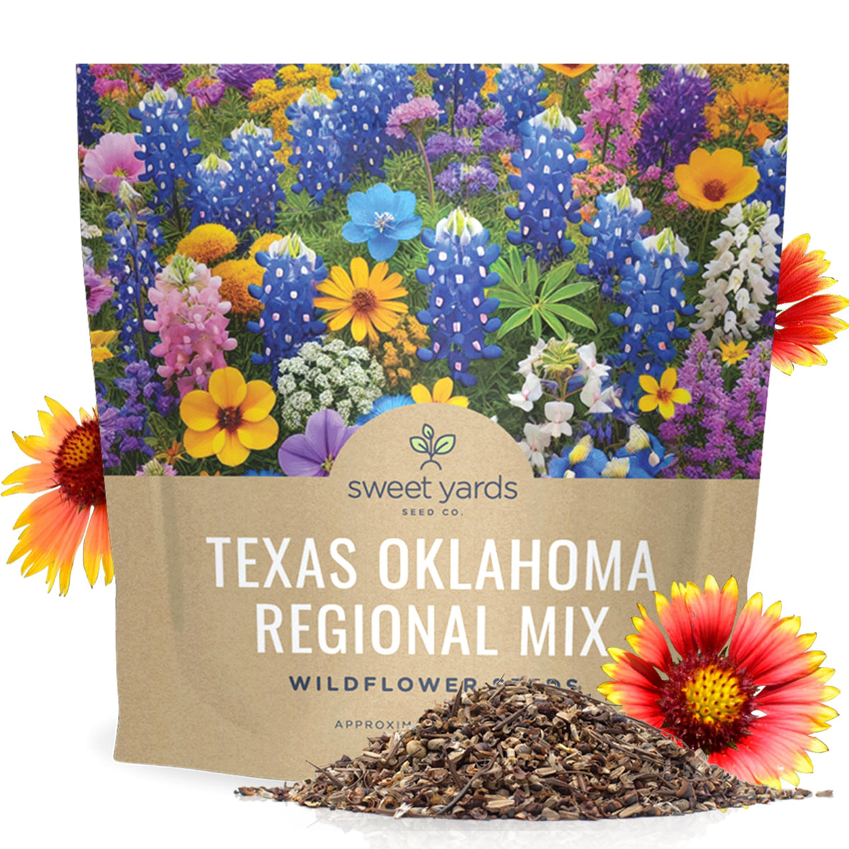 SWEET YARDS Texas Oklahoma Wildflower Seeds 1 Ounce Packet front view