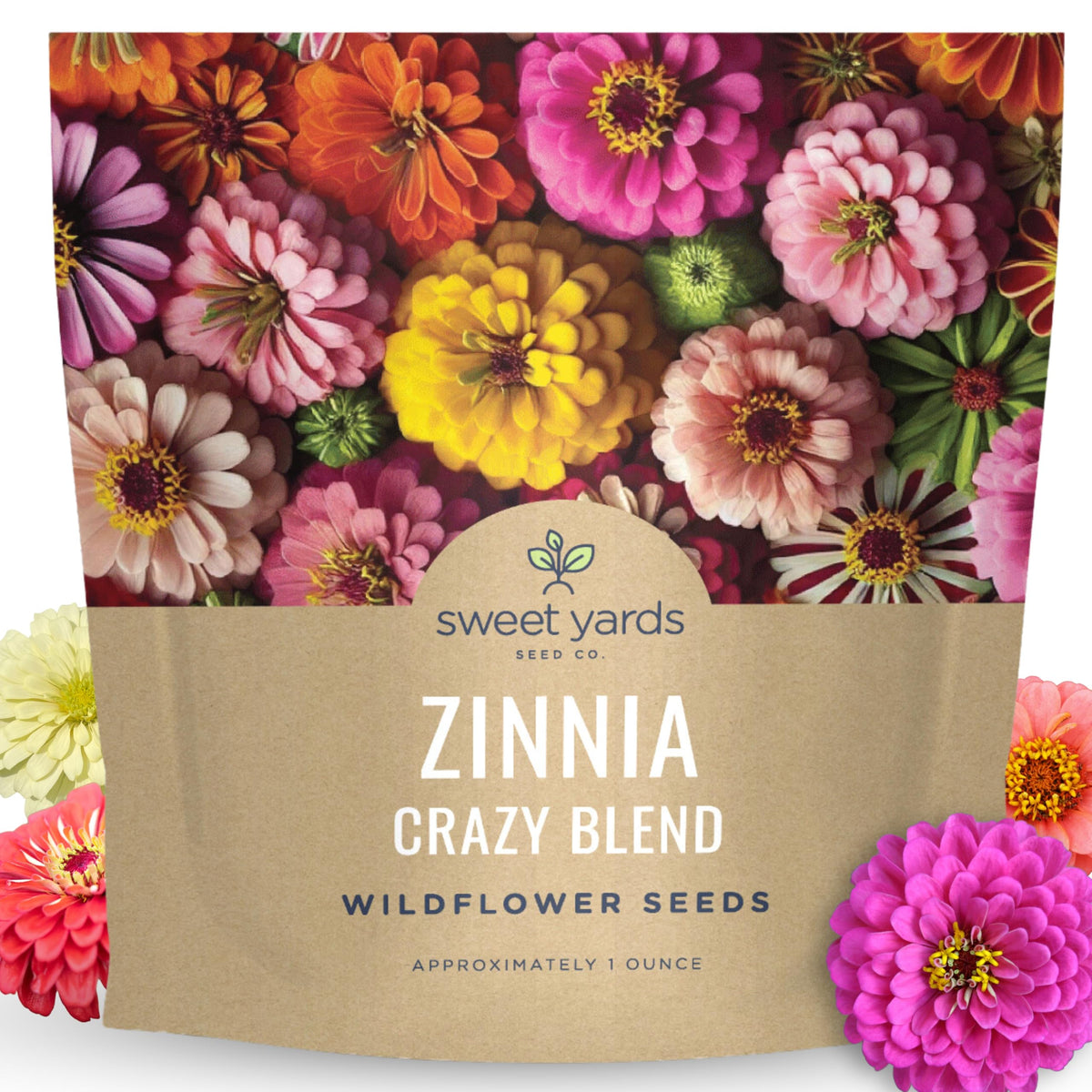 SWEET YARDS Zinnia Crazy Blend 1 ounce packet front view