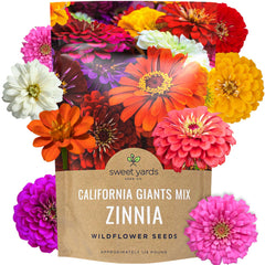 SWEET YARDS Zinnia Seeds California Giants Mix 1 Pound Bag front view