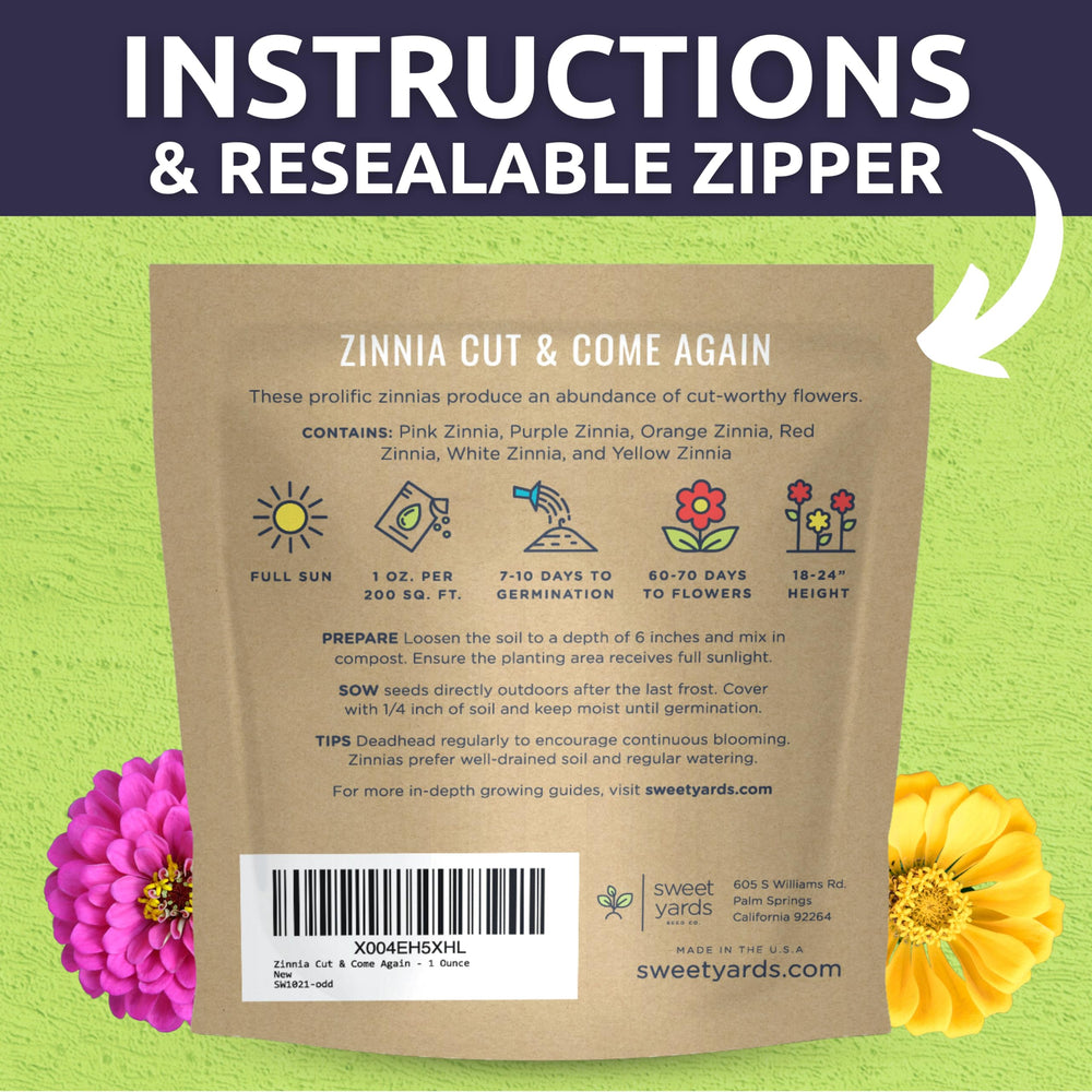 SWEET YARDS Zinnia seeds planting instructions