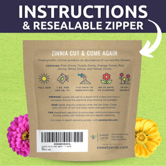 SWEET YARDS Zinnia seeds planting instructions
