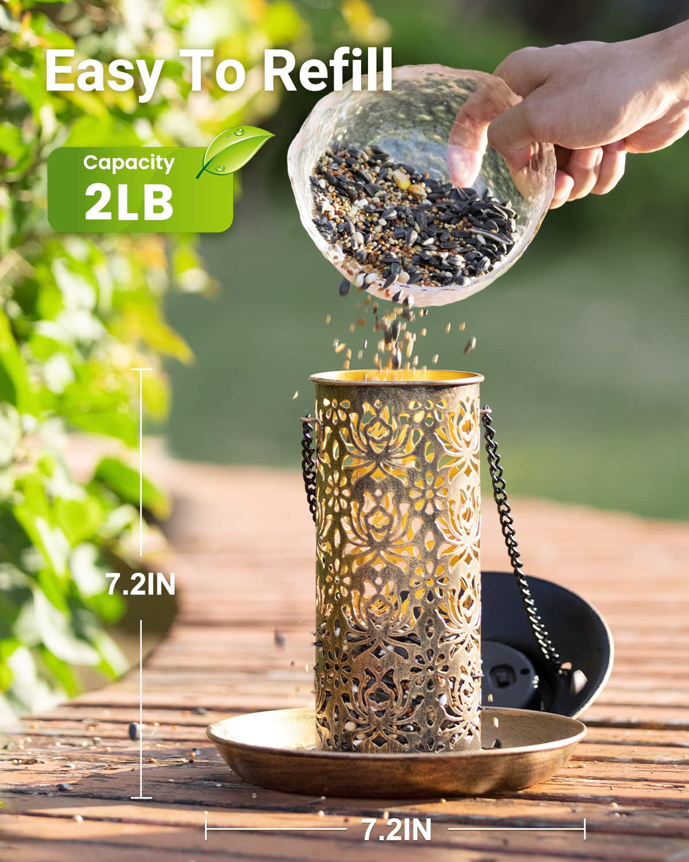 SWEETFULL bird feeder showing hollow-out design for seed visibility