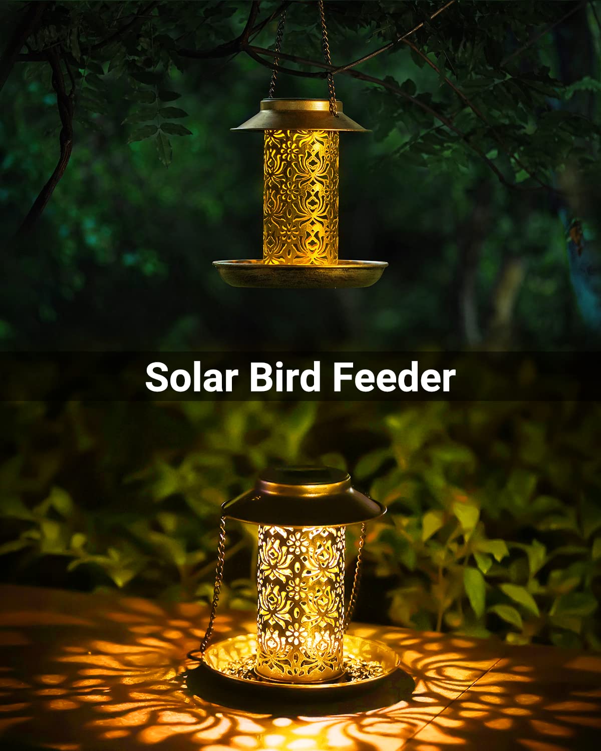 SWEETFULL Solar Bird Feeder with S hook attached