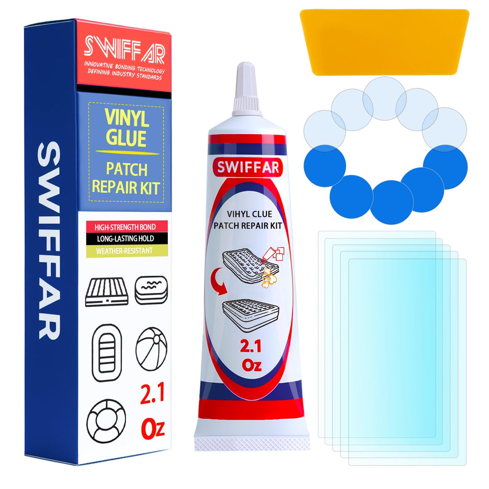 SWIFFAR Air Mattress Patch Kit with vinyl glue and patches