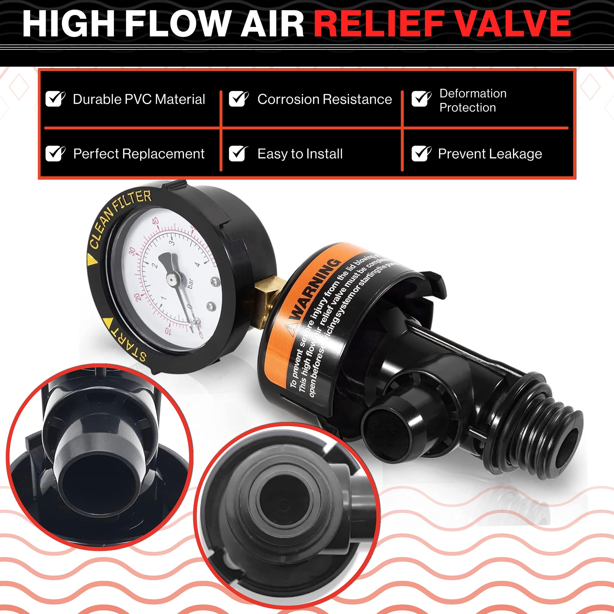 Swimables High Flow Air Relief Valve side view