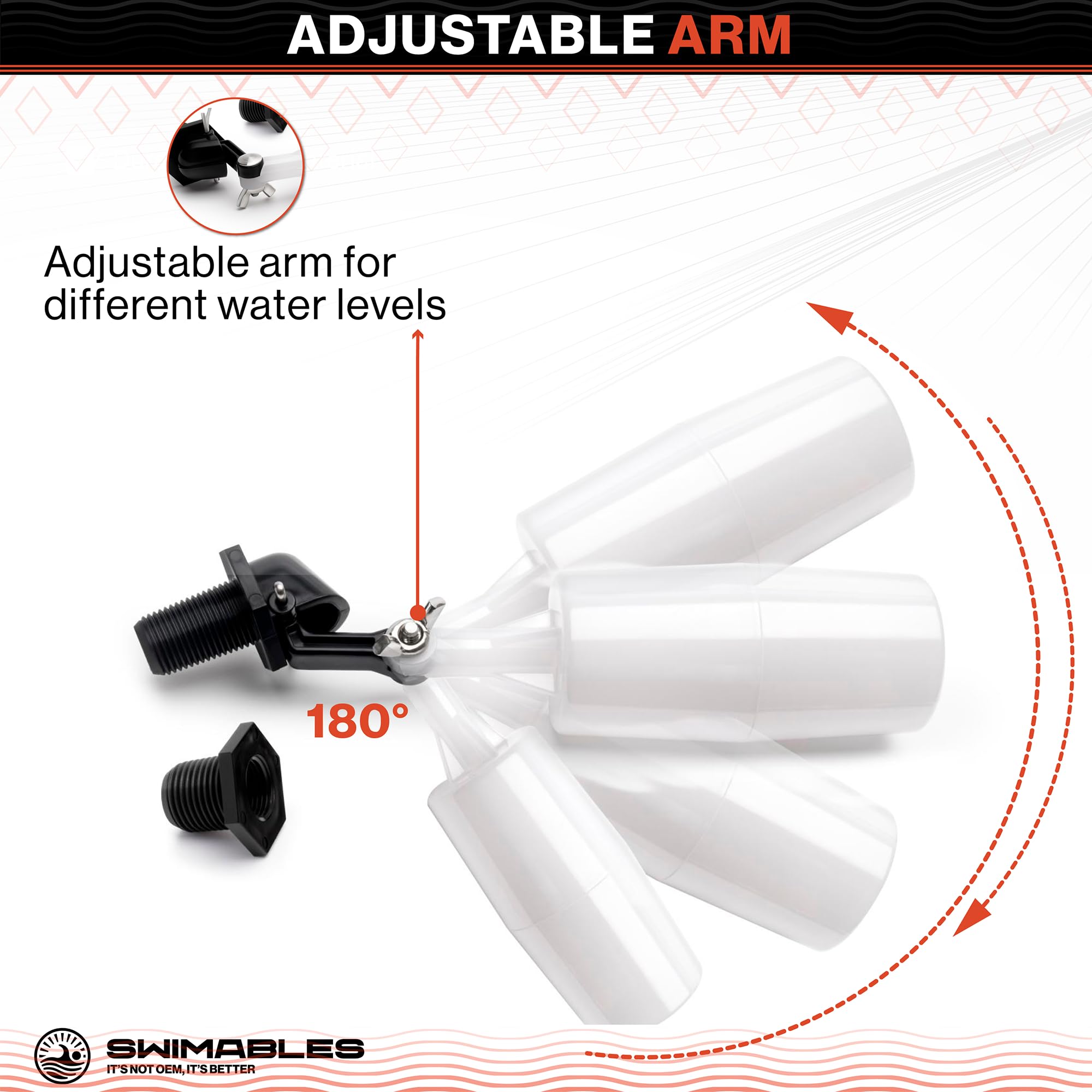 Swimables Pool Auto Fill Float Valve Replacement 1/2 inch adapter