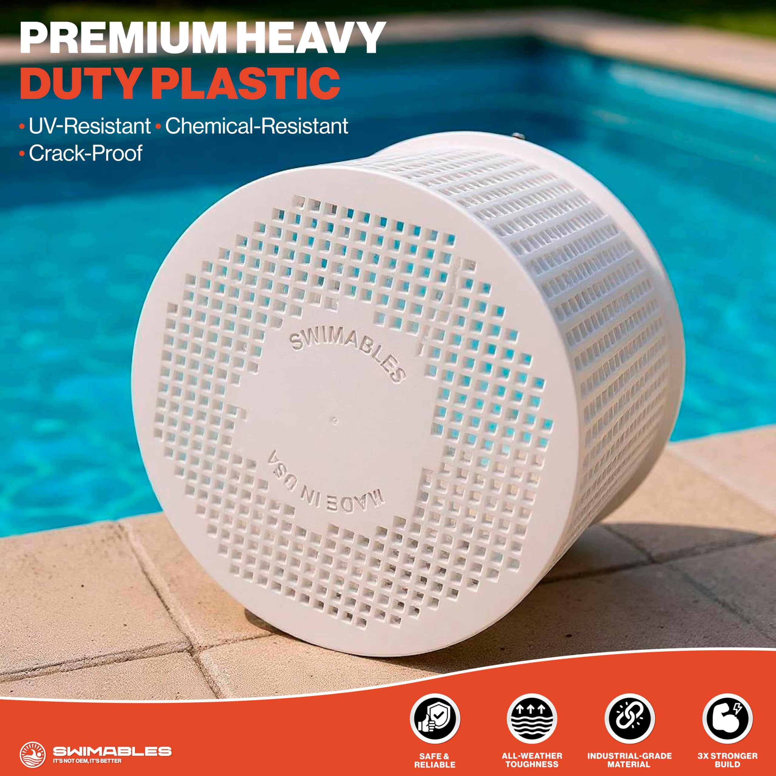 Swimables Pool Skimmer Basket dimensions on ruler