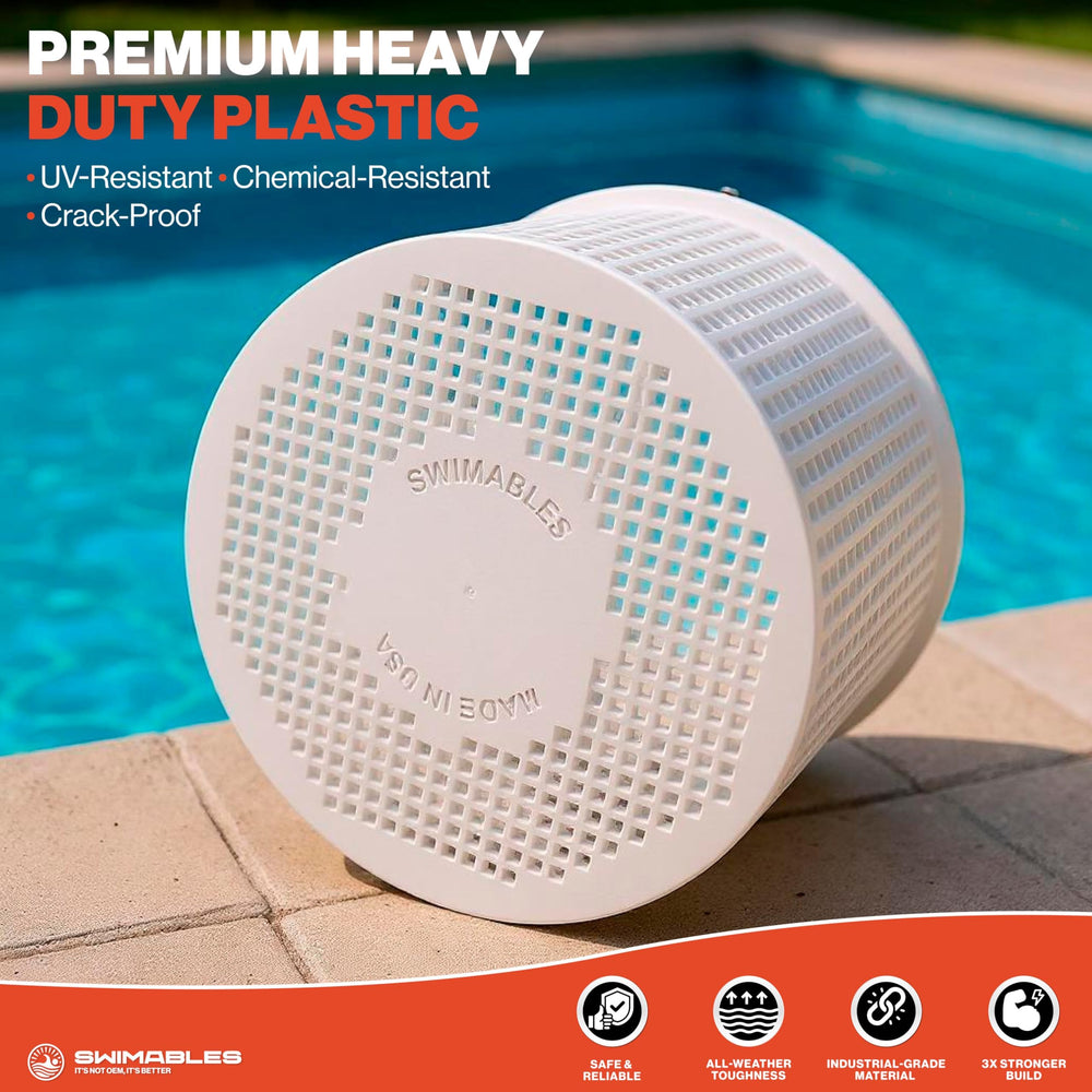 Swimables Pool Skimmer Basket dimensions on ruler