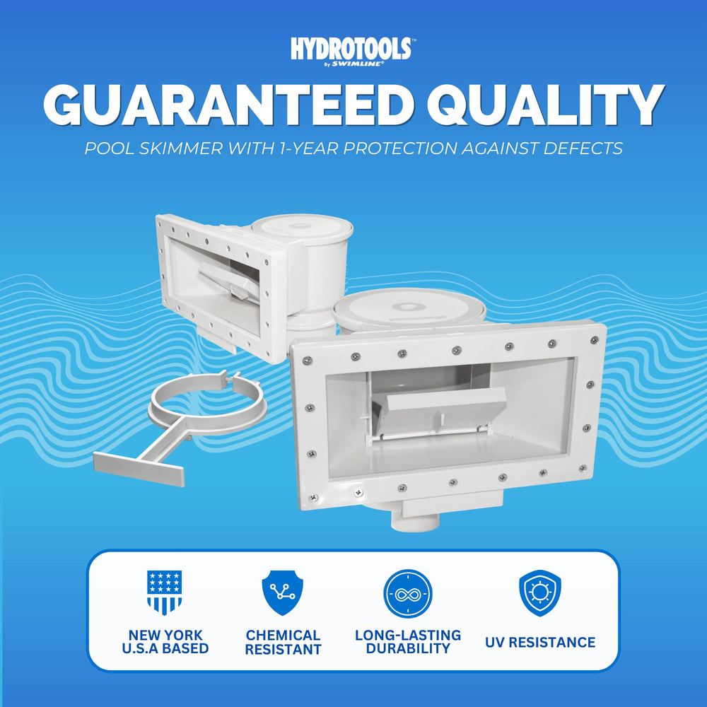 Swimline Above Ground Pool Skimmer Kit next to above-ground pool